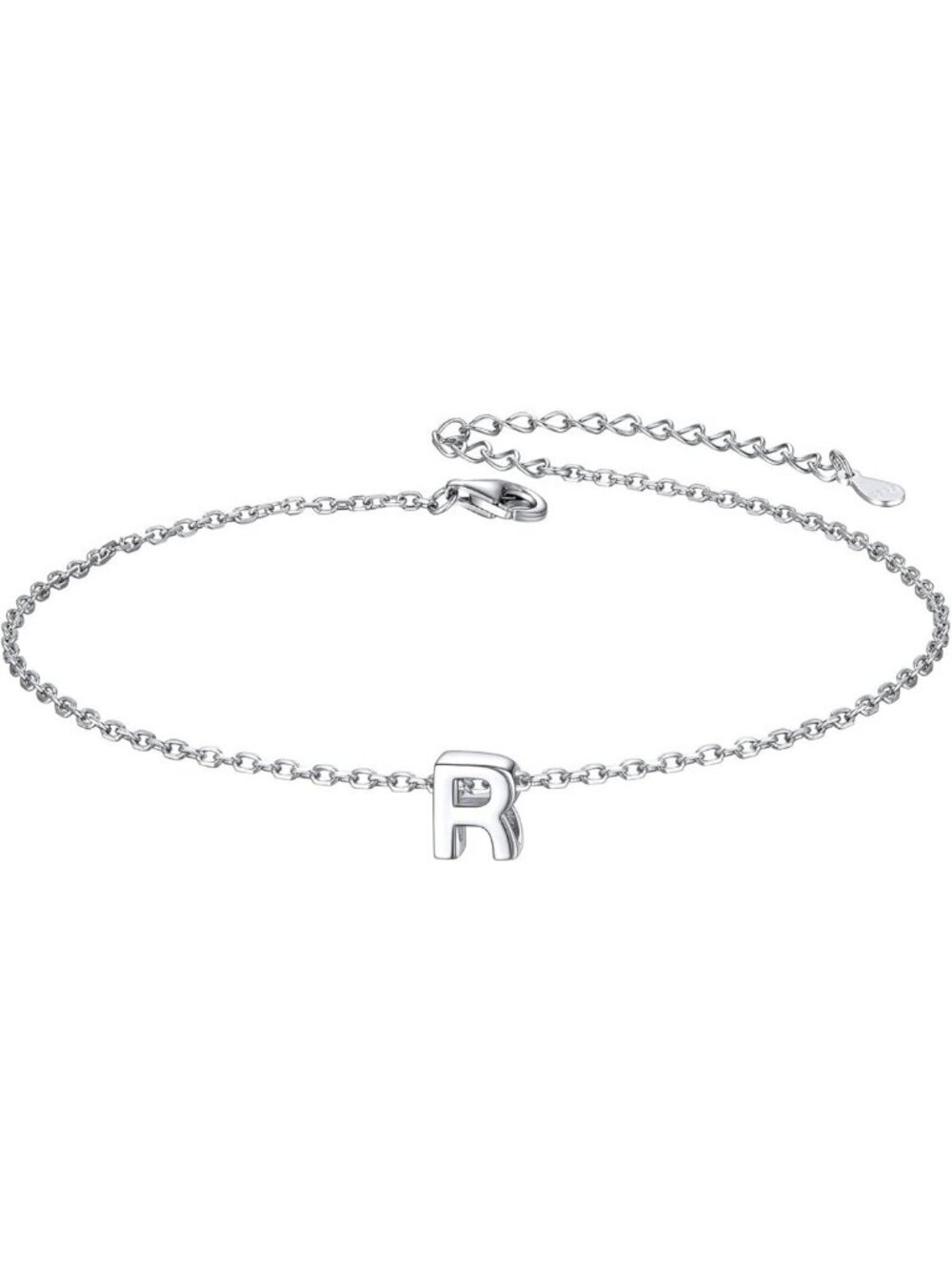 Letter R Initial Bracelet 925 Sterling Silver Letter Bracelet Dainty